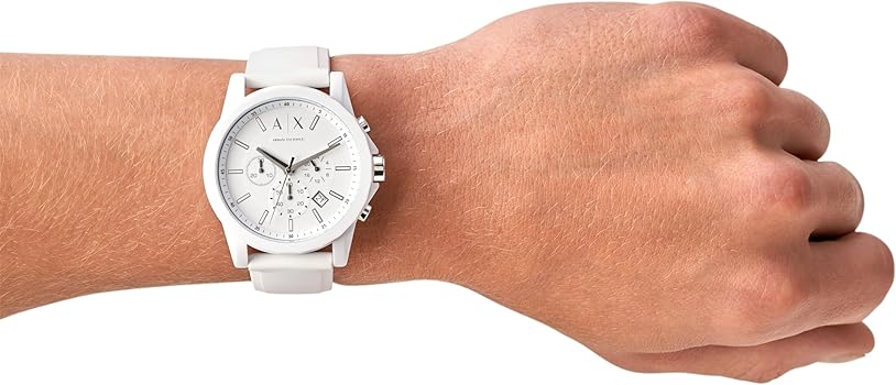 Amazon.com: Armani Exchange A|X Chronograph White Silicone Watch