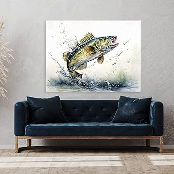 Amazon.com: Sense Canvas Bass Watercolor Splash 8 Canvas Art