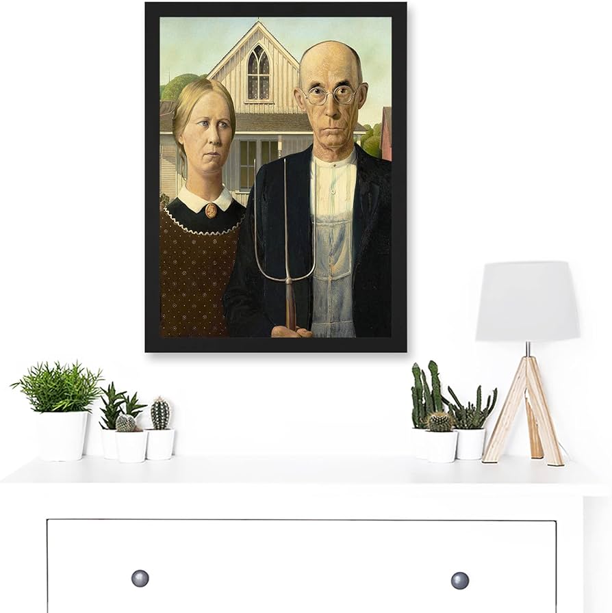 Amazon.co.jp: グラントウッドアメリカンゴシックアイコニックアート