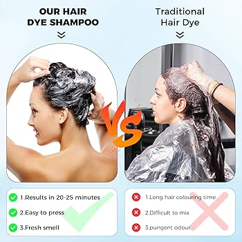 Black Hair Dye Shampoo 3 in1, Black Shampoo Hair Dye for Gray