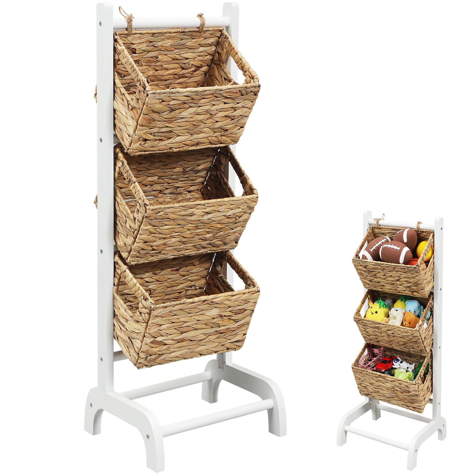 Amazon.com: Menkxi Wicker 3 Tier Foldable Storage Basket Floor