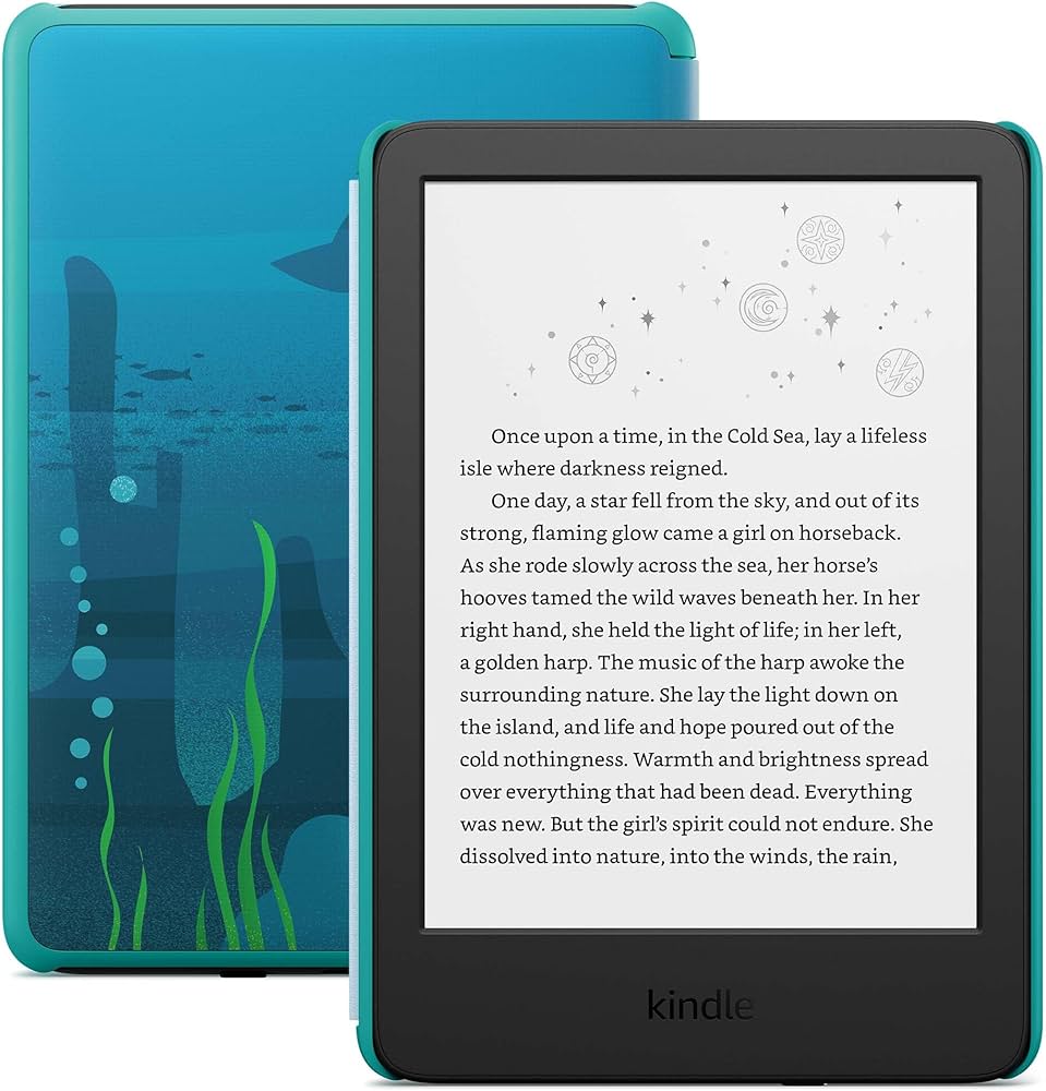 2024 Kindle Kids, includes ad-free books and cover