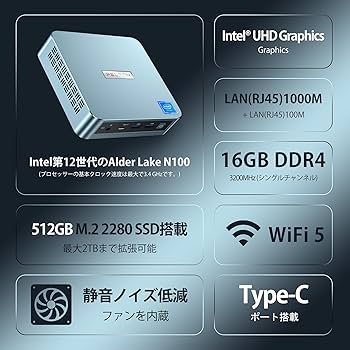 Amazon.co.jp: ミニPC Peladn 第 12 世代インテル Alder Lake-N100