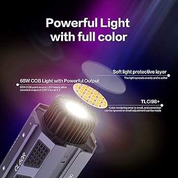 Amazon.com : COLBOR CL60R COB Video Light, RGBWW 65W Full Color