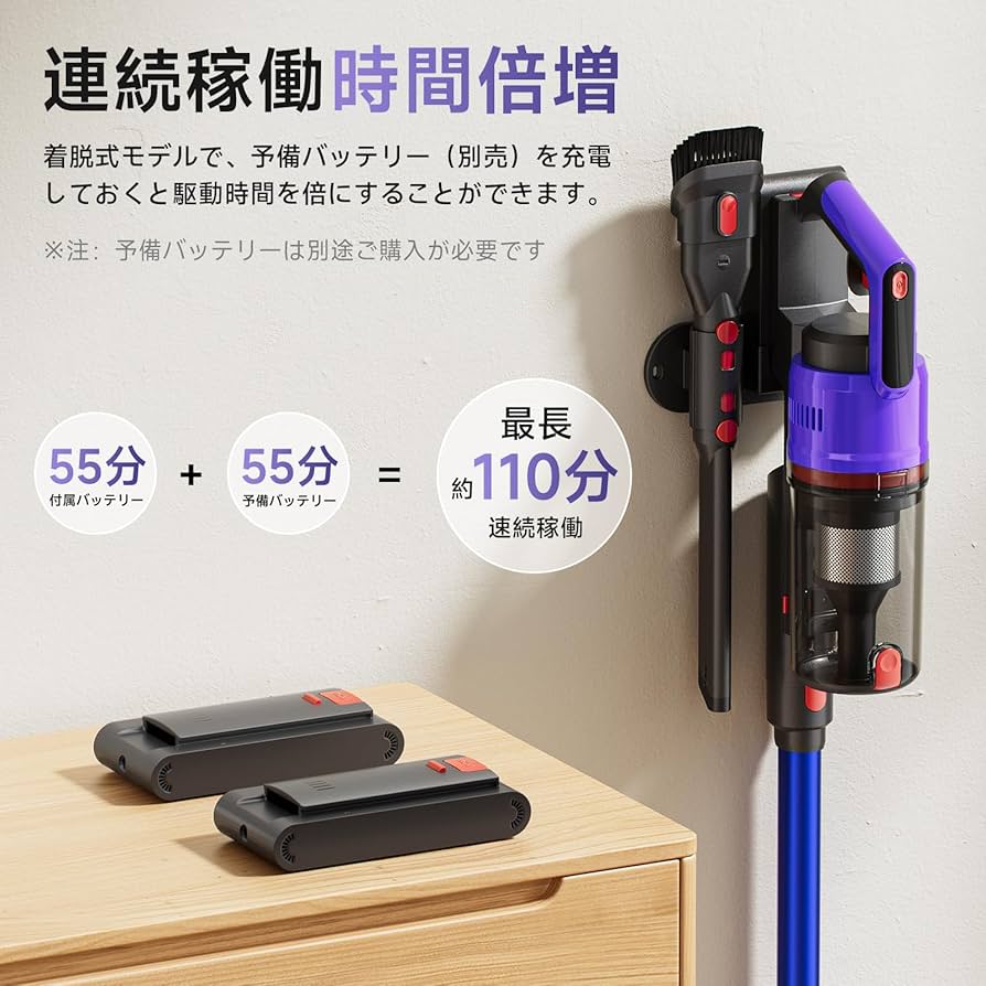 Amazon | 掃除機 コードレス 【2025爆進化！75kpa強力吸引・自立式・55