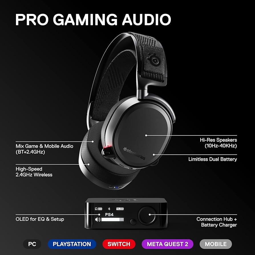 Amazon.com: SteelSeries Arctis Pro Wireless Gaming Headset - High