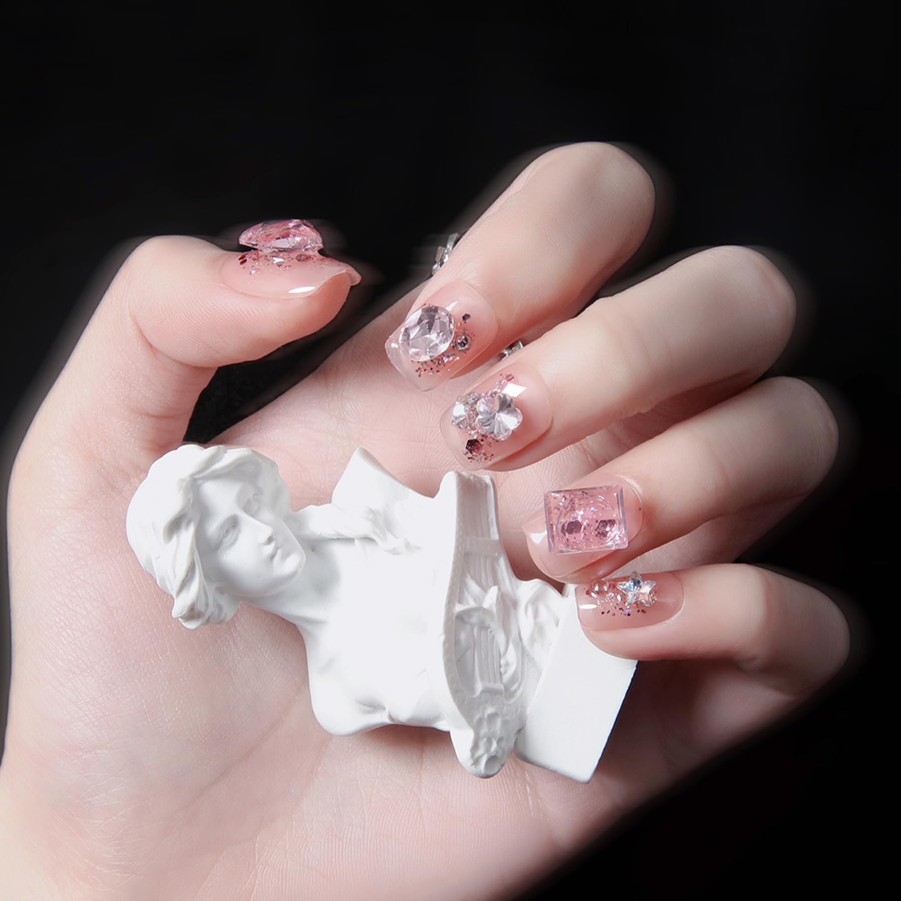 Amazon | VIVID TELLA 手作り ネイルチップ 量産型 可愛い ピンク系 花