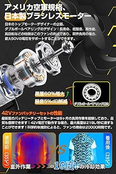 Amazon.co.jp: 【42V超高出力 40500mAh大容量バッテリー】作業着