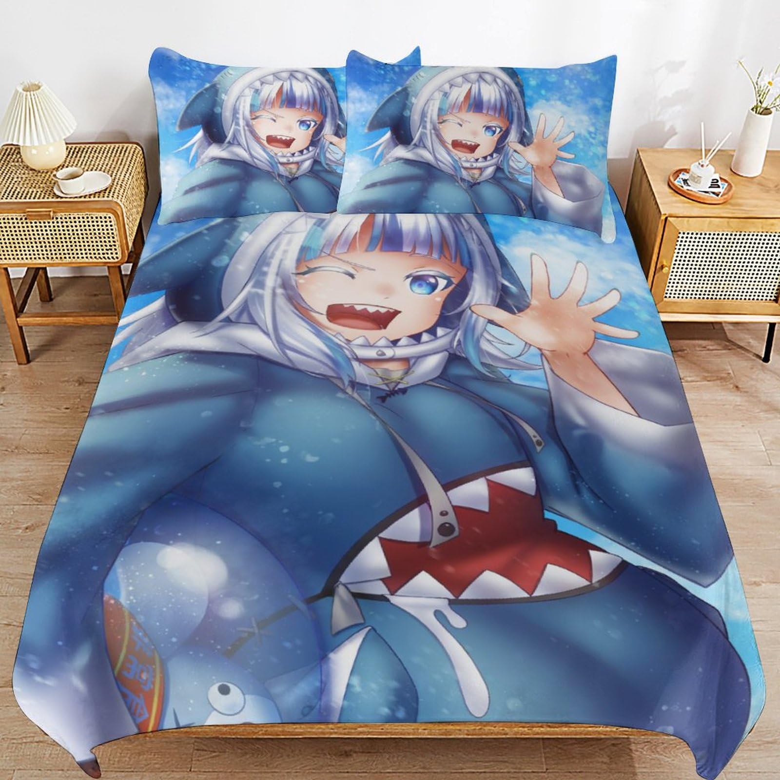 Amazon｜布団カバー 3点セット VTuber がうる・ぐら サメちゃん 寝具