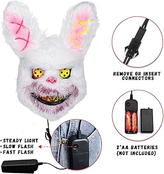 Halloween Scary Mask Rabbit Bunny Mask, Bloody Plush Animal Head