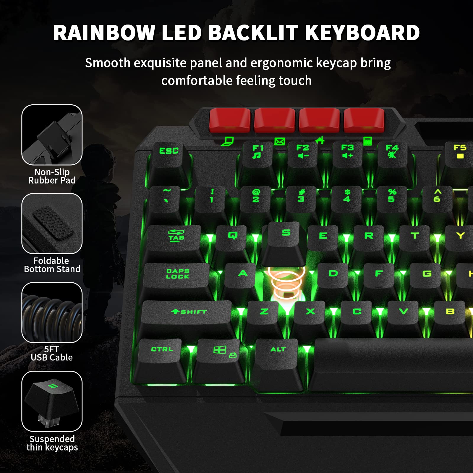 Amazon | AULA ゲーミングキーボードマウスヘッドセットとマウスパッド