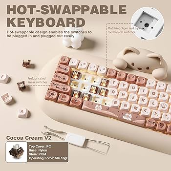 Amazon | YUNZII C68 ワイヤレスメカニカルキーボード かわいい猫 ps4