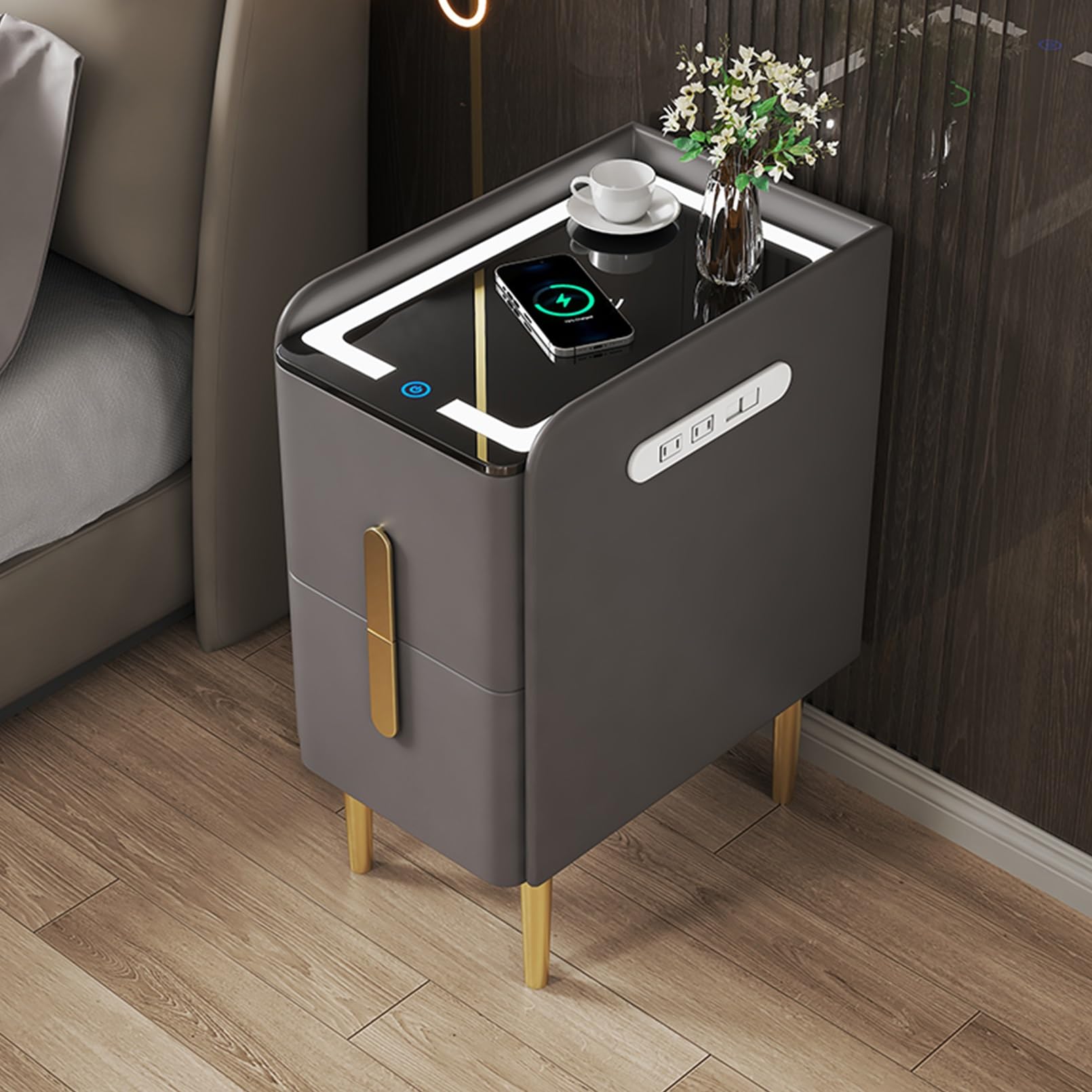 Amazon.co.jp: ナイトテーブル コンセント付きトテーブルサイド