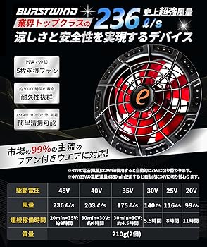 Amazon.co.jp: [elemai] NEWモデル ファン付き作業服 遮熱-15℃ 48V超高