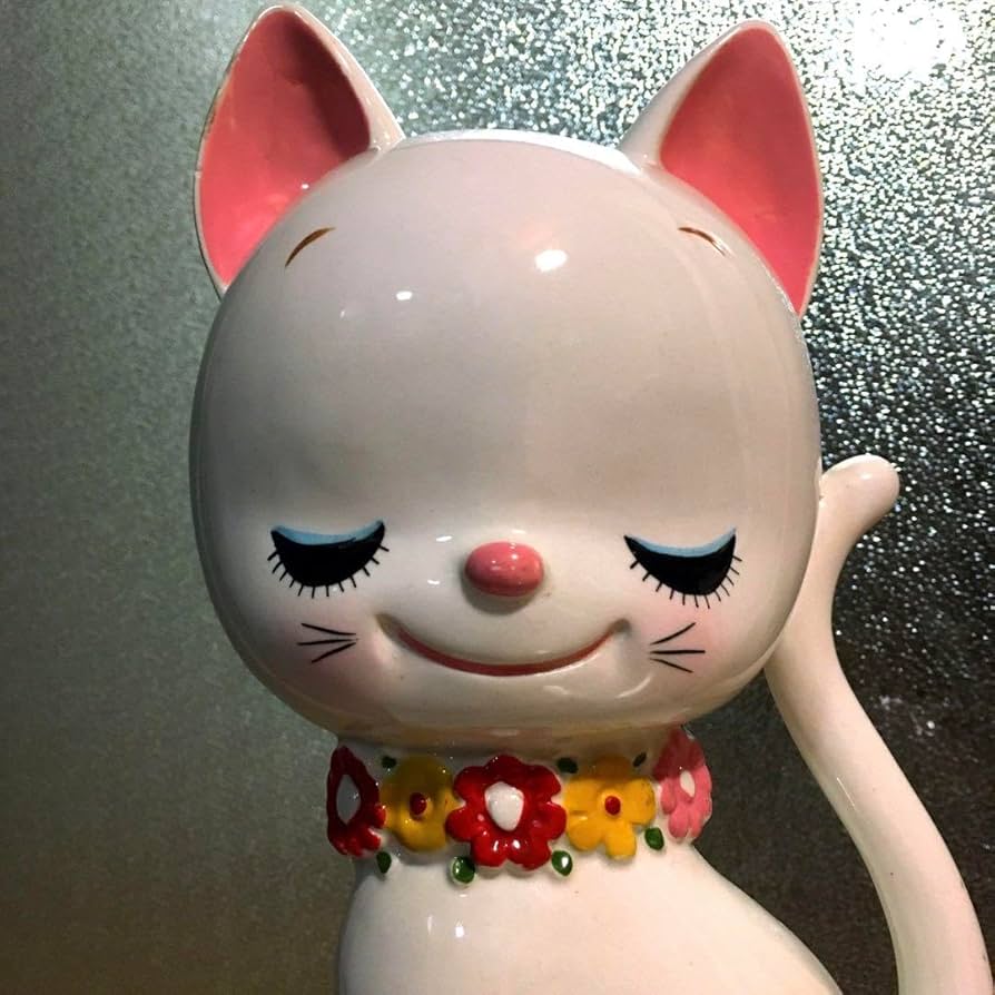 Amazon.co.jp: 内藤ルネ 猫 ネコ 貯金箱 陶器 レトロ 1970年代 当時物