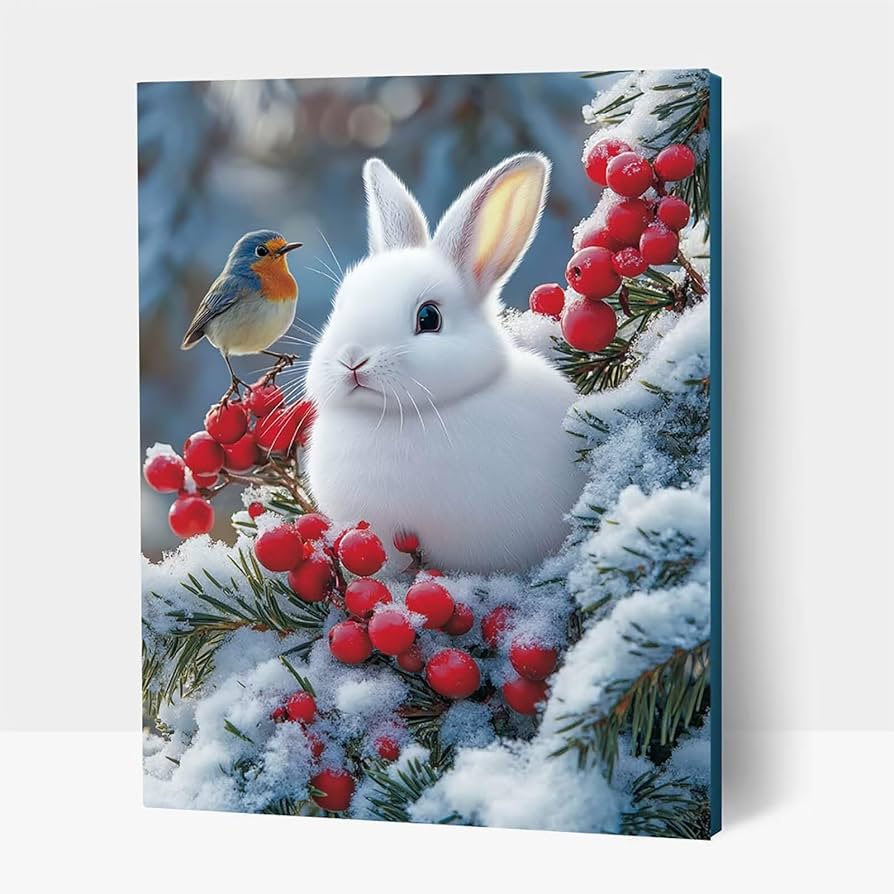 Amazon.com: 5D Winter Diamond Art Kits for Adults Rabbit Paint by