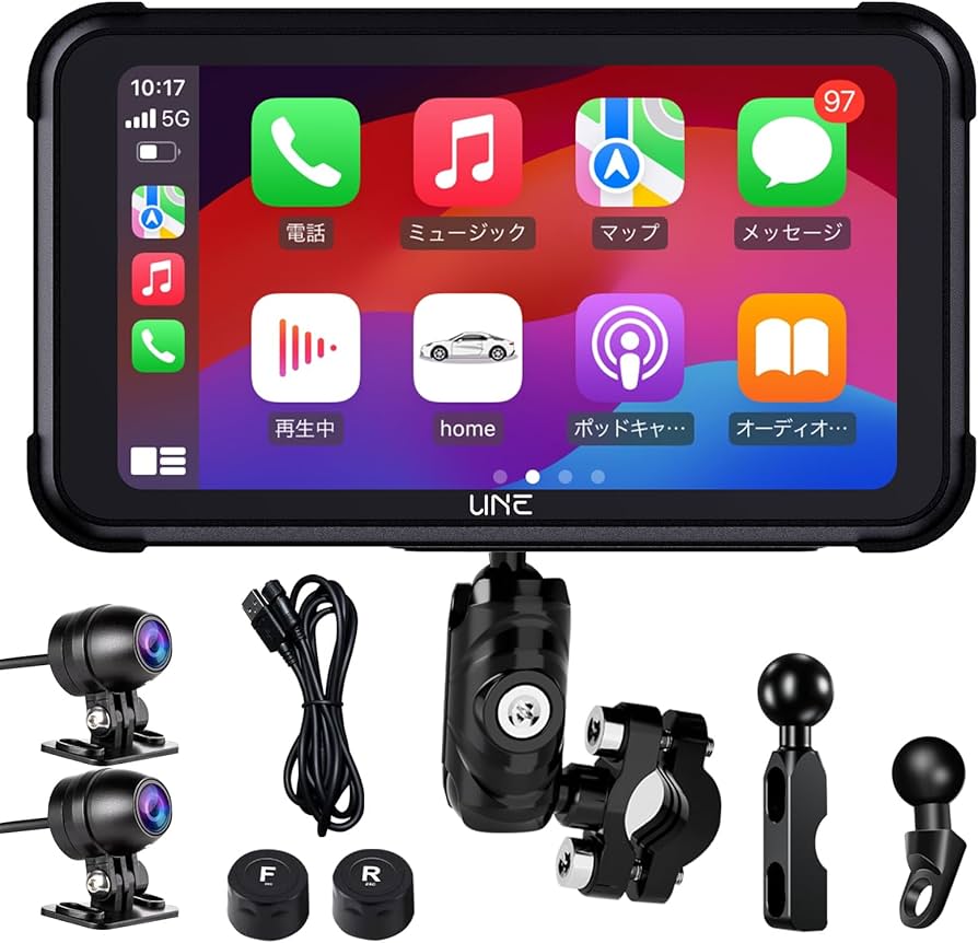 Amazon.co.jp: UNE バイク ドライブレコーダー Carplay/Android Auto