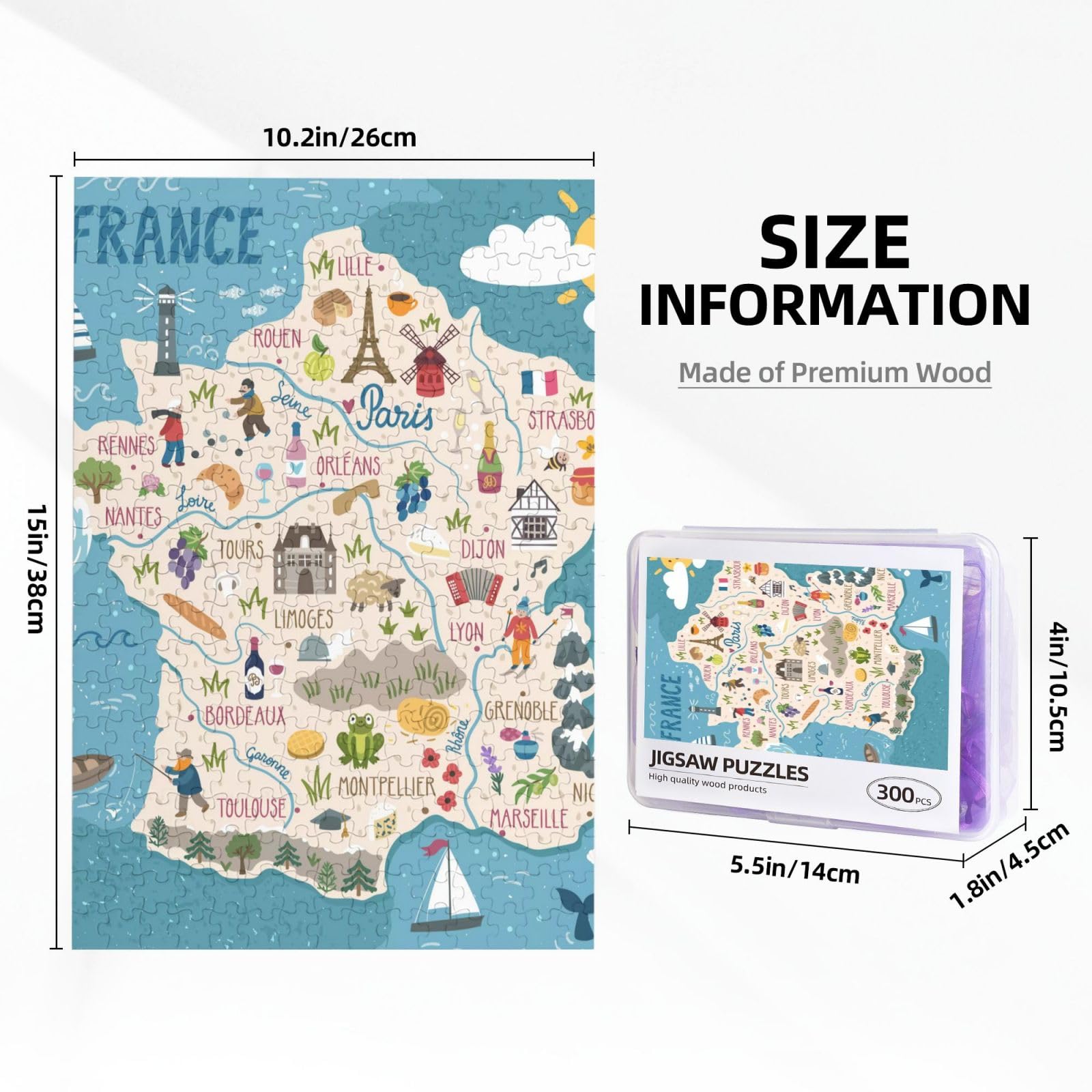 Amazon.co.jp: ジグソーパズル フランス 地図 マップ 木製 300ピース