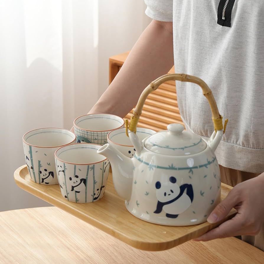 Amazon｜急須セット 湯呑み セット パンダ 陶器ティーポット 陶器