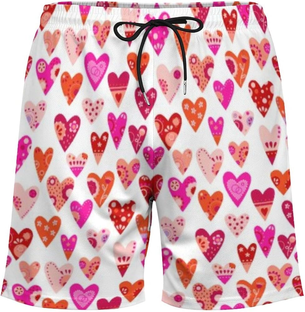 Amazon.co.jp: [WAIKUB] ハートパターン赤ピンクモダン メンズ 水着