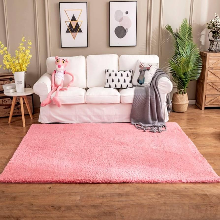 Amazon｜3畳 大きめ 長方形 厚手 低反発 カーペット ピンク ホット