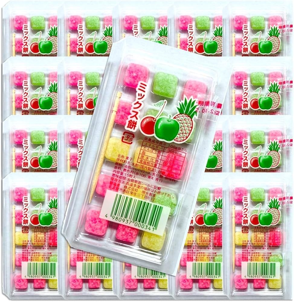 Amazon.co.jp: 明光製菓 ミックス餅 20個入 駄菓子 お菓子 餅飴 もち飴