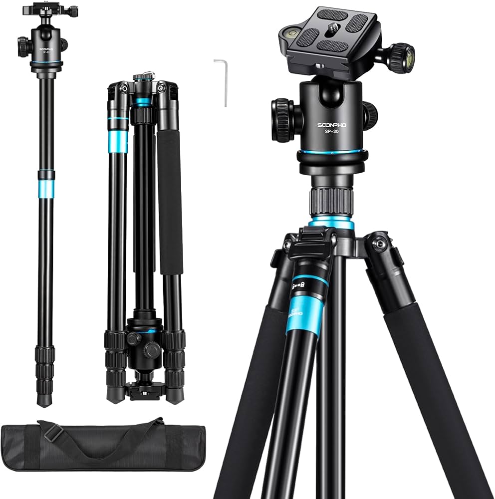 Amazon | SOONPHO SP30 カメラ三脚 159cm ビデオ三脚 軽量 スマホ三脚