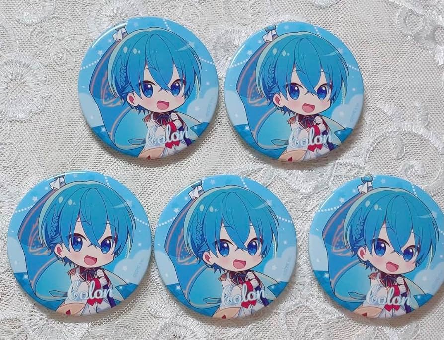 水色リボン付きバッグ 缶バッジ ころん 水色リボン付きバッグ 缶バッジ