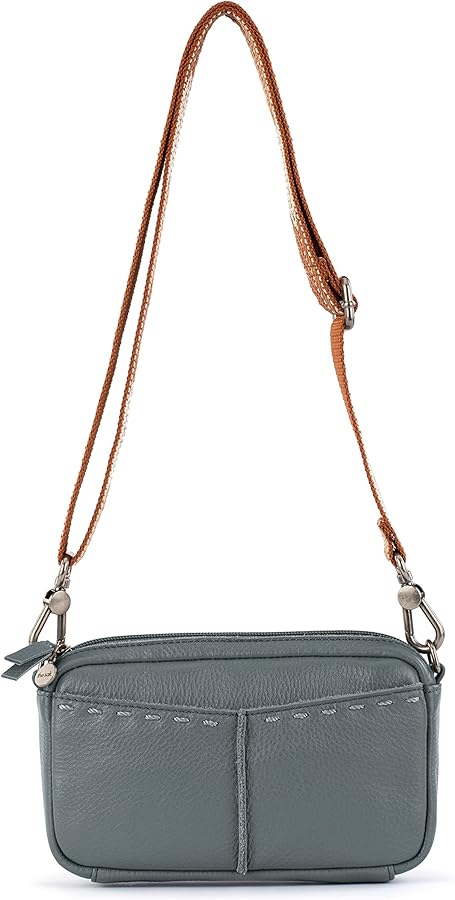 The Sak womens Cora Leather Crossbody, Dusty Blue, One Size US