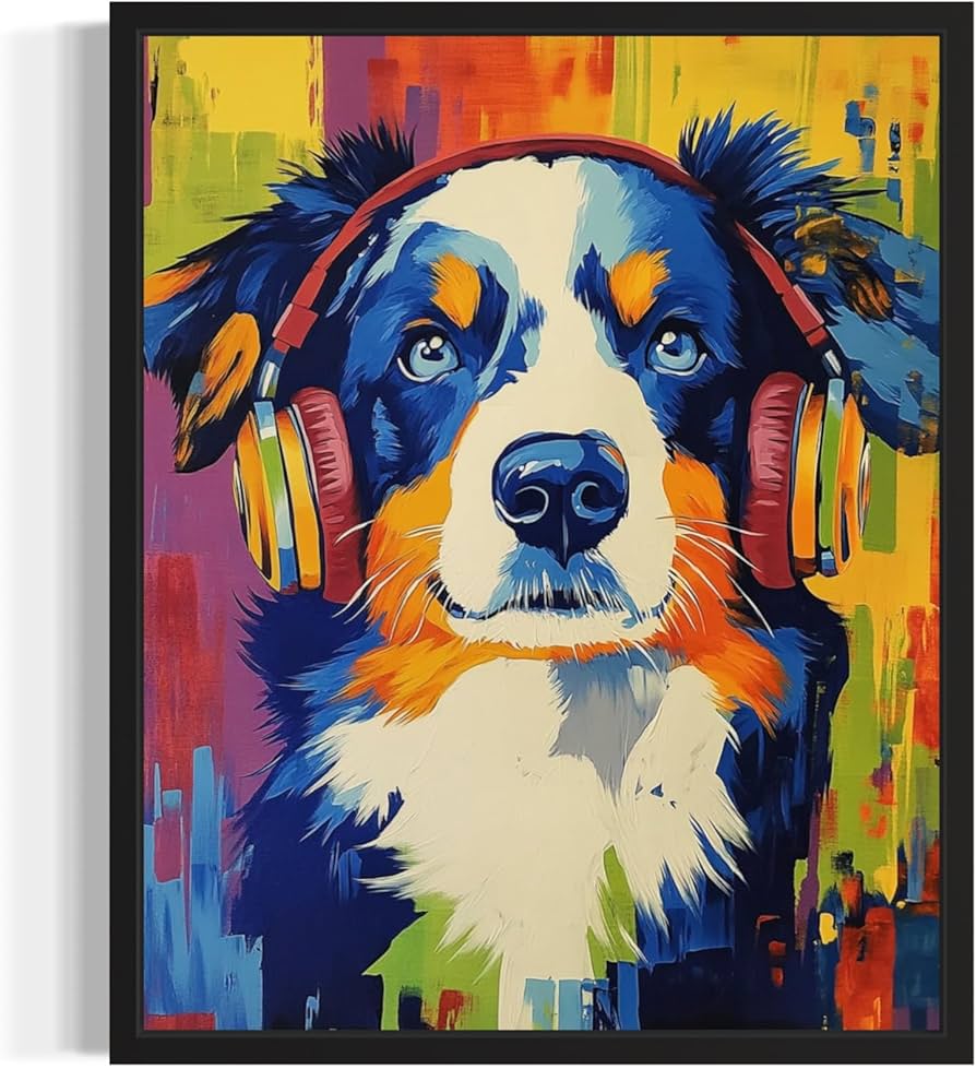 Amazon.com: Australian Shepherd Music Headphone Wall Art Print