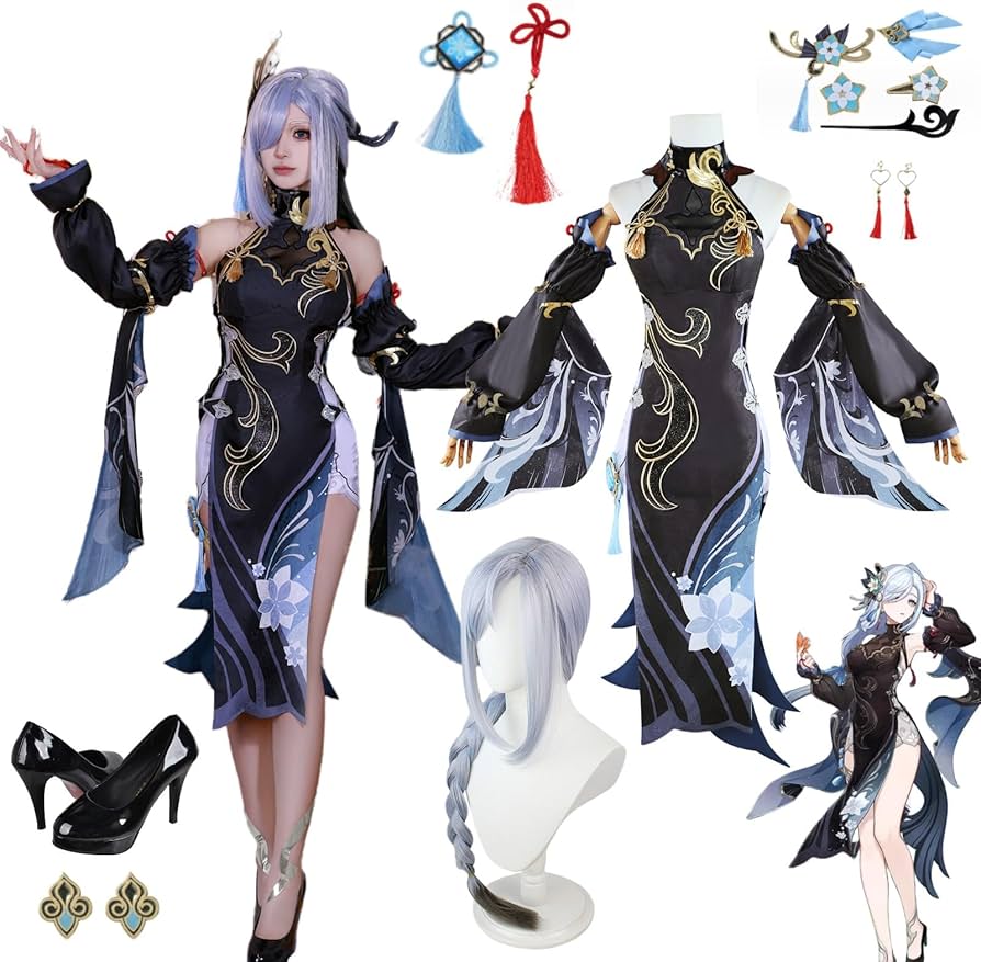 Amazon.co.jp: 原神 申鶴 コスプレ衣装セット 耳飾り髪飾り神の目付き