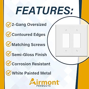 2-Gang Oversized White Metal Rocker Switch Wall Plate – 5.5