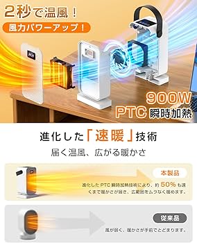 Amazon | 【2025秋冬限定】セラミックヒーター 小型 セラミックファン