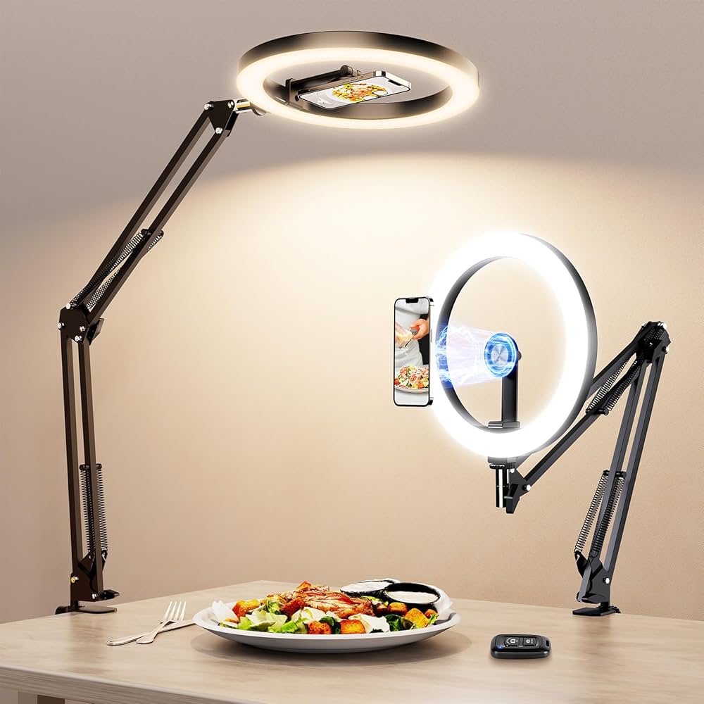 Amazon | LUXSURE リングライト アーム 撮影用ライト 俯瞰撮影 スマホ