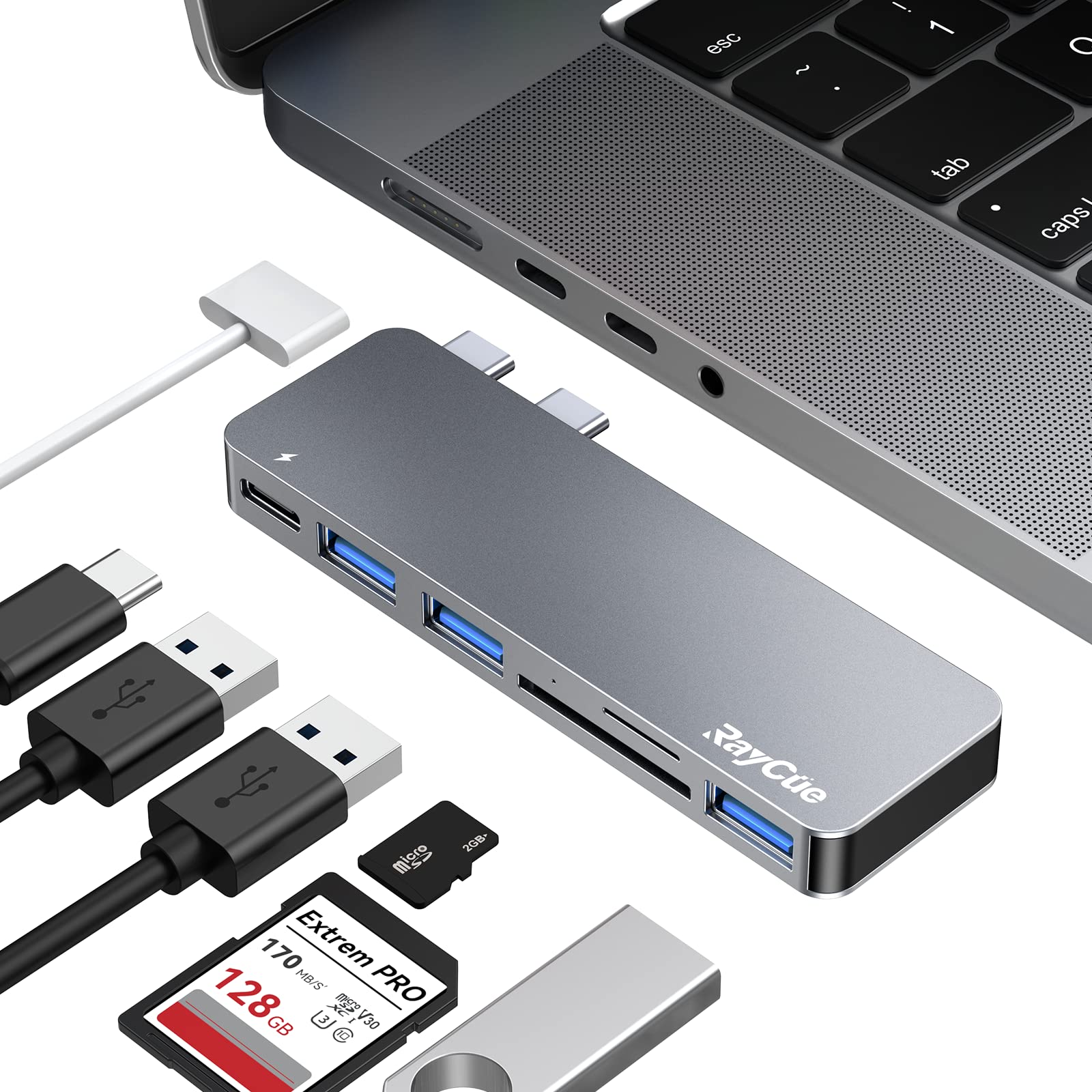 Amazon.com: RayCue USB C Hub Adapters for MacBook Pro/MacBook Air