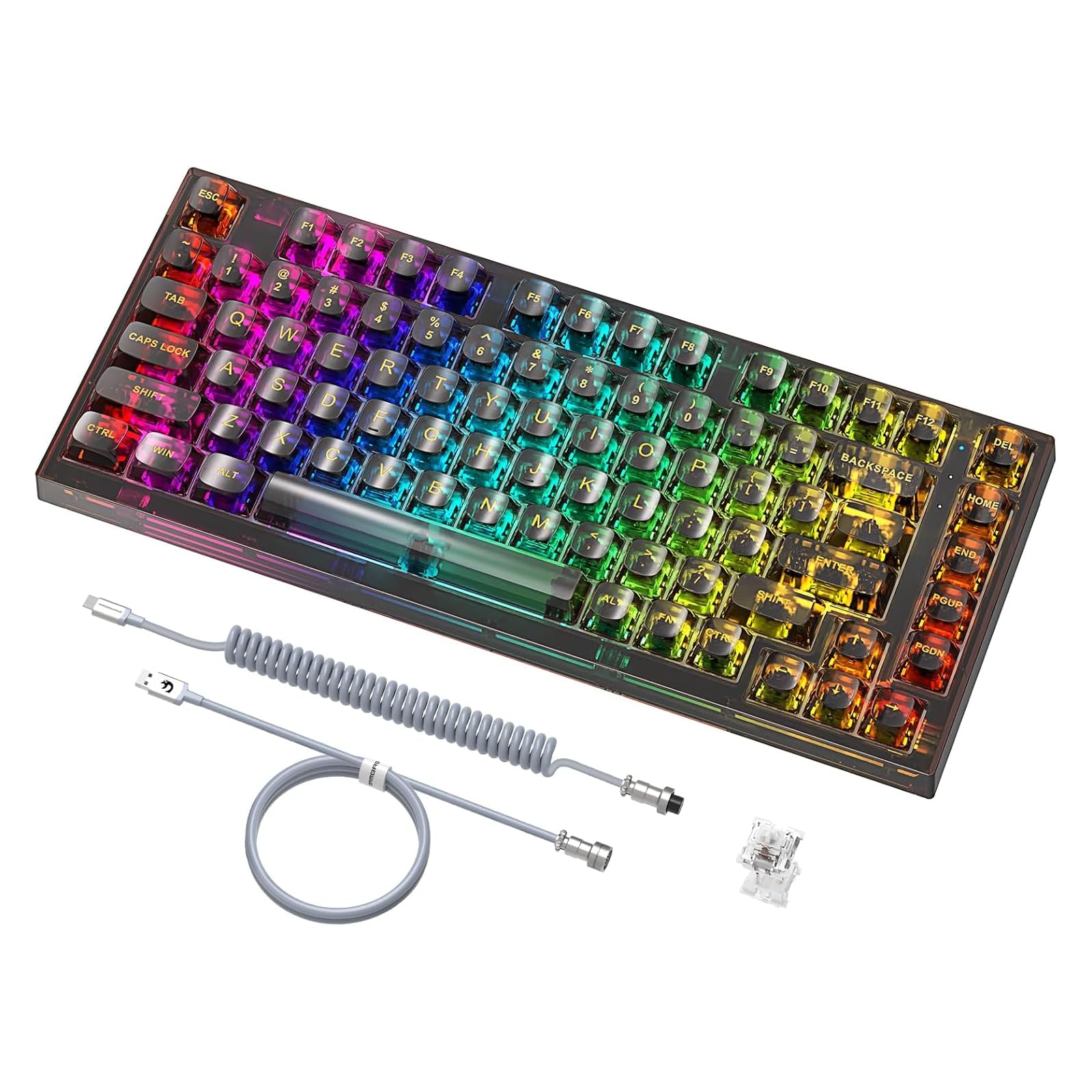 Amazon | ATTACK SHARK×MAMBASNAKE X75 透明ガスケット 有線メカニカル