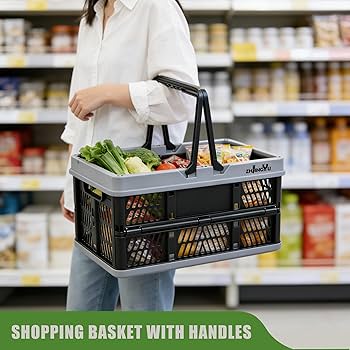 Amazon.com: ZHJINGYU plastic baskets with handles 20L,collapsible