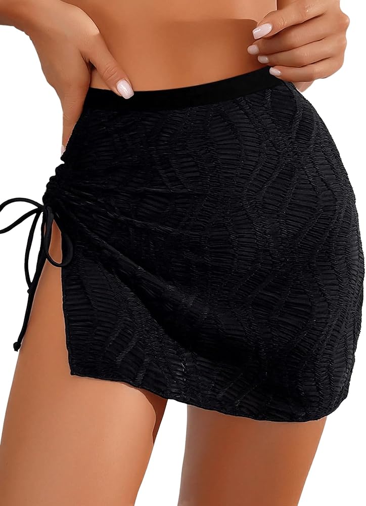 SweatyRocks Women's Beachwear Drawstring Tie Side Beach Skirt