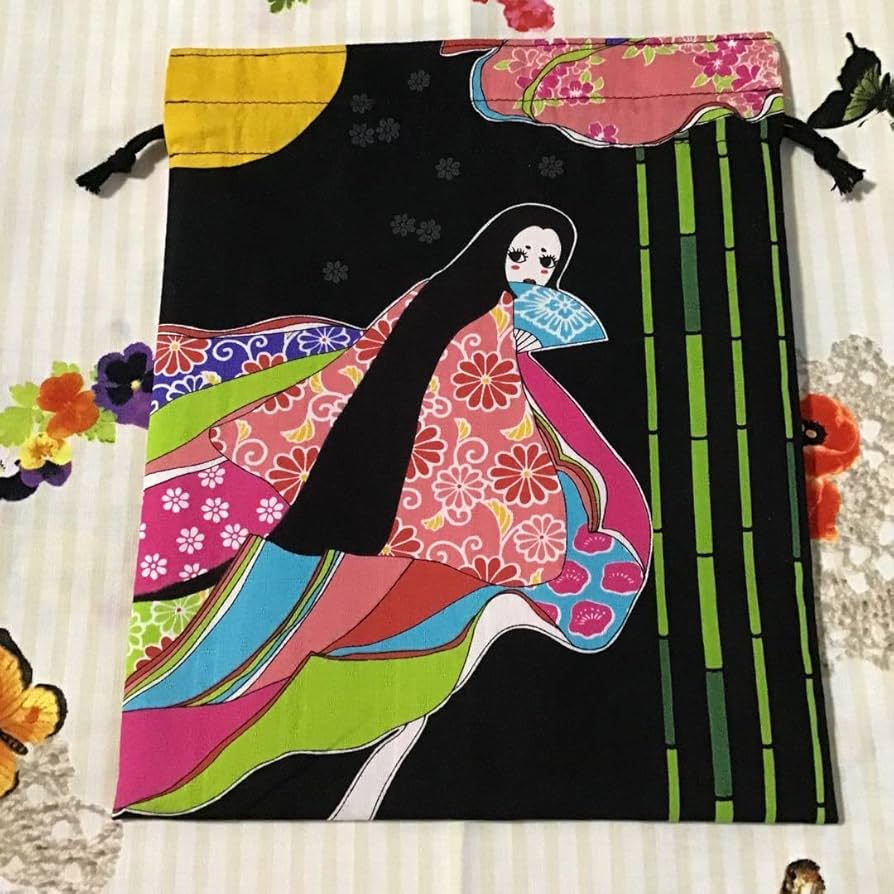 Amazon.co.jp: 巾着袋 かぐや姫 和柄 和装 御朱印帳入れ 竹取物語 平安