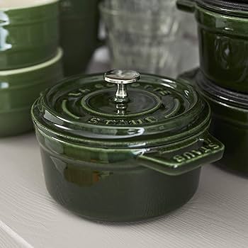 Amazon.com: Staub Cast Iron 0.25-qt Mini Round Cocotte - Basil