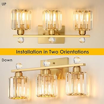 KunruiTAI 3-Light Gold Bathroom Light Fixtures,Modern Bathroom