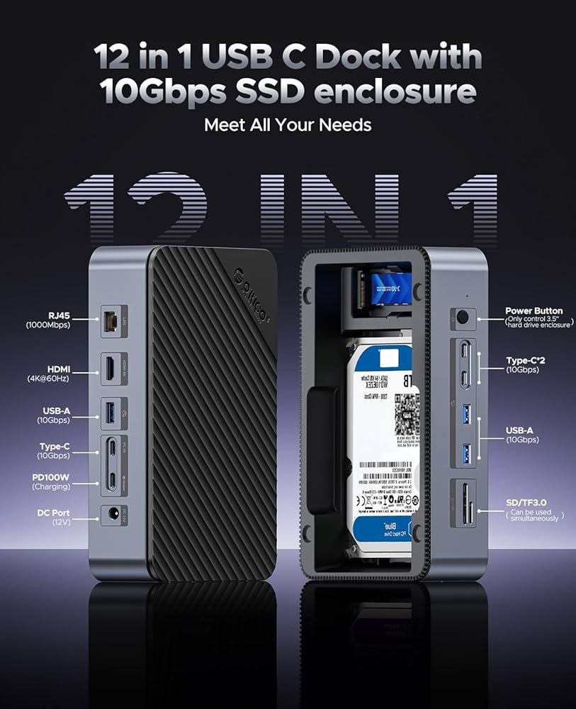 Amazon.com: ORICO 12-in-1 USB-C Docking Station with Dual-Slot SSD