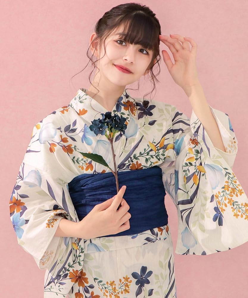 Amazon | [KYOETSU] [キョウエツ] 浴衣セット 女の子 生成り 変わり織