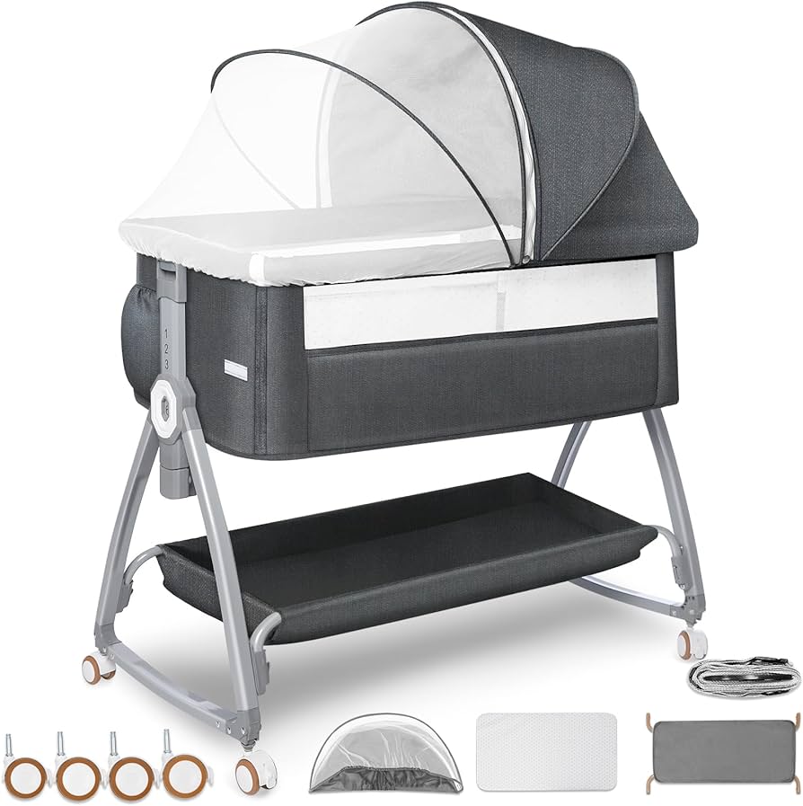 Amazon.co.jp: 最新 ベビーベッド 添い寝ベッド 折畳み 高さ6段調節