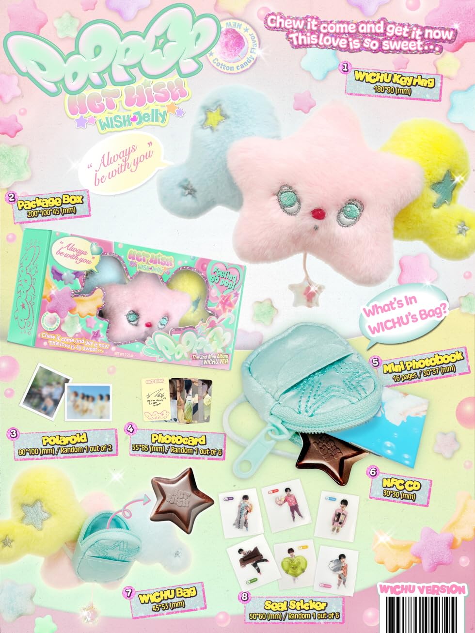 Amazon.com: NCT WISH poppop [WICHU Ver.] 2nd Mini Album (Smart