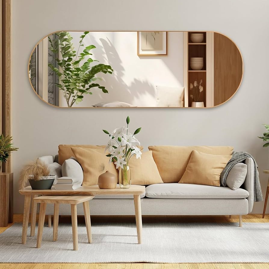 Amazon.com: ZHUNFA Arched Full Length Floor Mirror, Oval Full