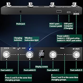 Amazon.com: M-VAVE Chocolate Plus Wireless MIDI Foot Controller 4