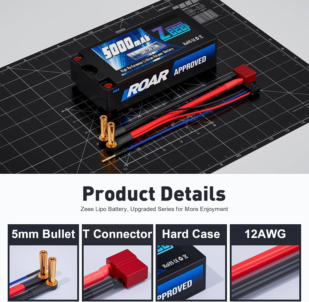 Amazon.com: Zeee 2S Shorty Lipo Battery 5000mAh (Roar Approved