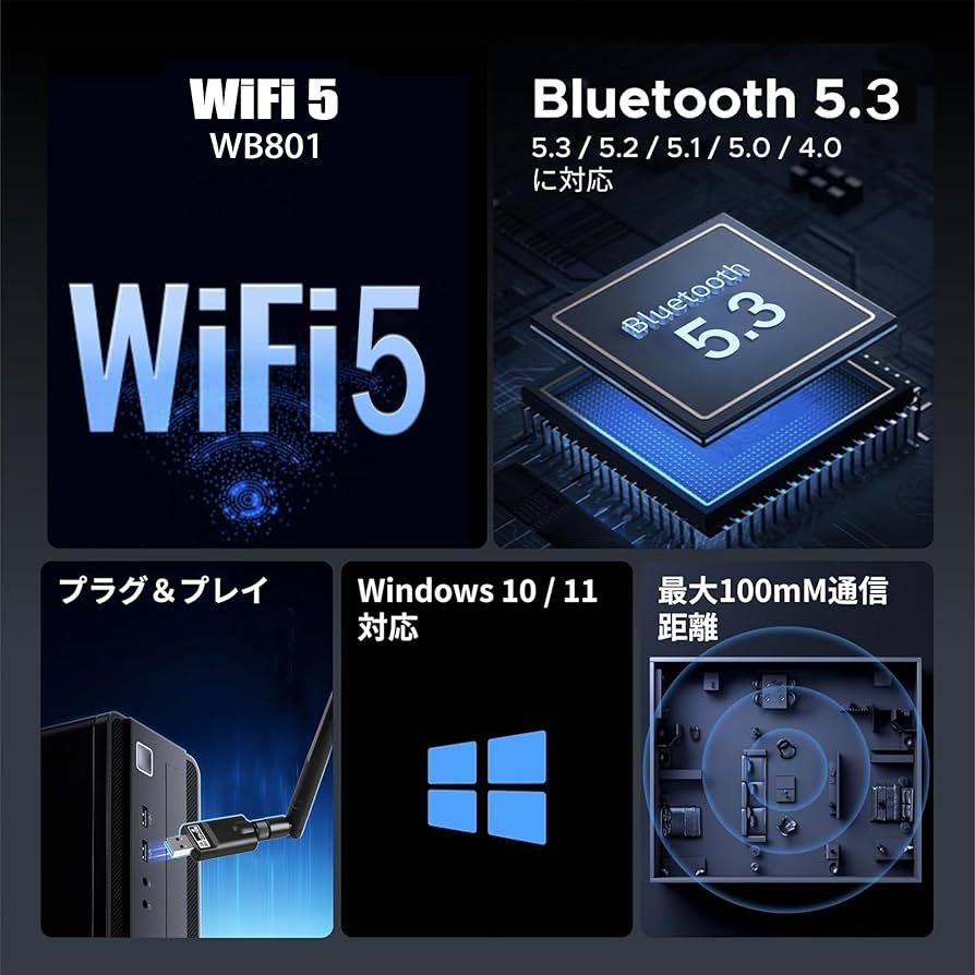 Amazon.co.jp: 【2in1 新版】WiFi 子機 Bluetooth 5.0 アダプター