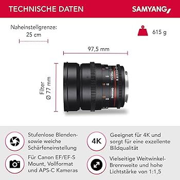 Amazon | SAMYANG 24mm T1.5 VDSLR ED AS IF UMC II キヤノンEF用 フル